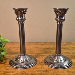 PARTYLITE Retired Classic Creations Satin Silver Taper Candle Holder P8951